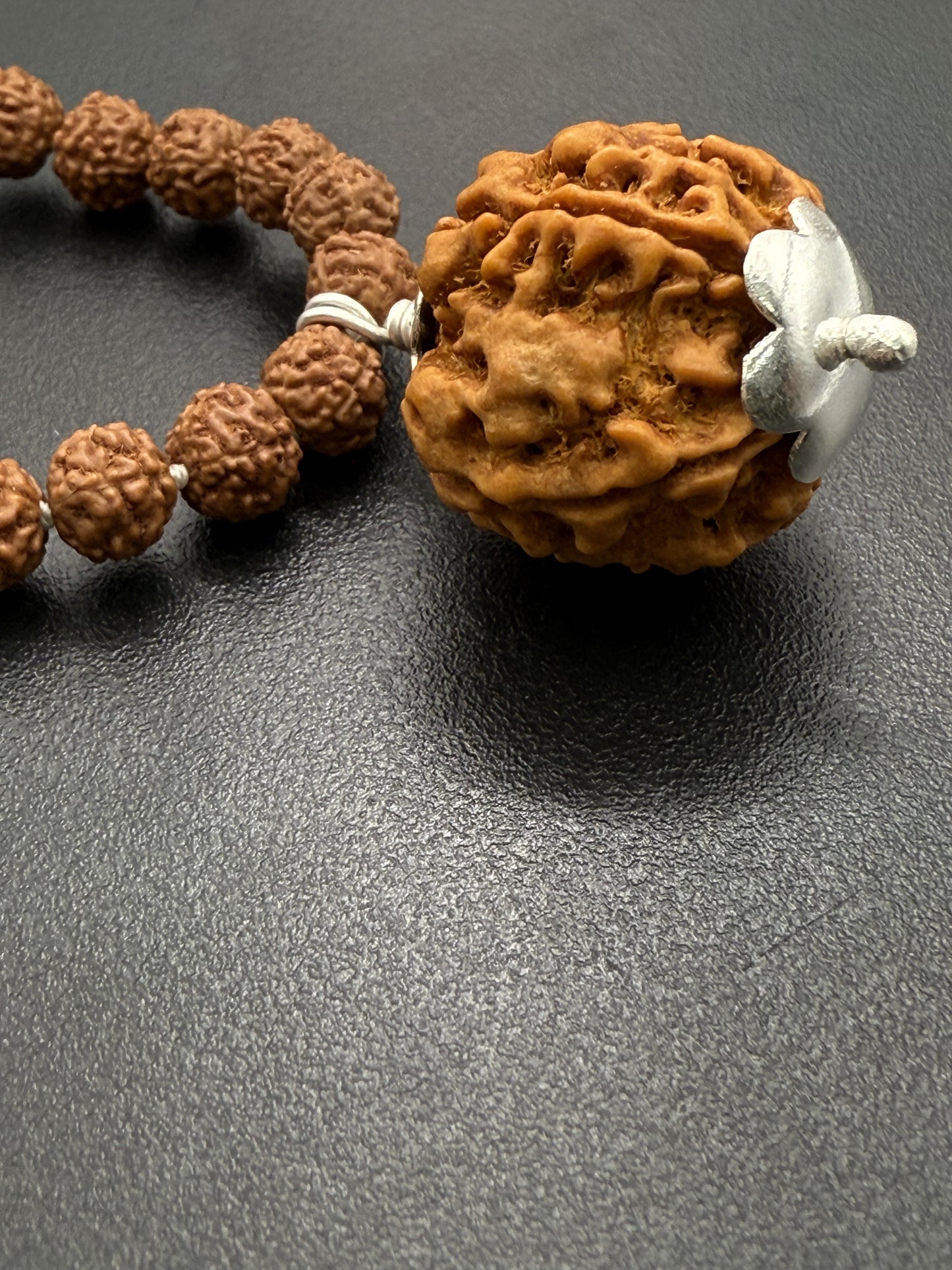 5 Mukhi Rudraksha Mala (108 beads) + Head Bead of 5 Mukhi Nepal Origin Natural Rudraksha