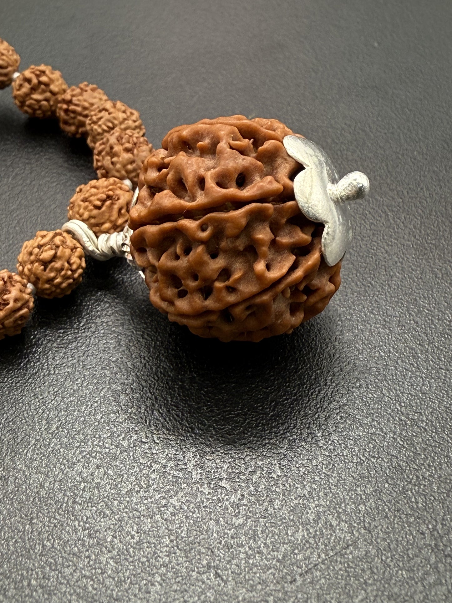 5 Mukhi Rudraksha Mala (108 beads) + Head Bead of 7 Mukhi Nepal Origin Natural Rudraksha