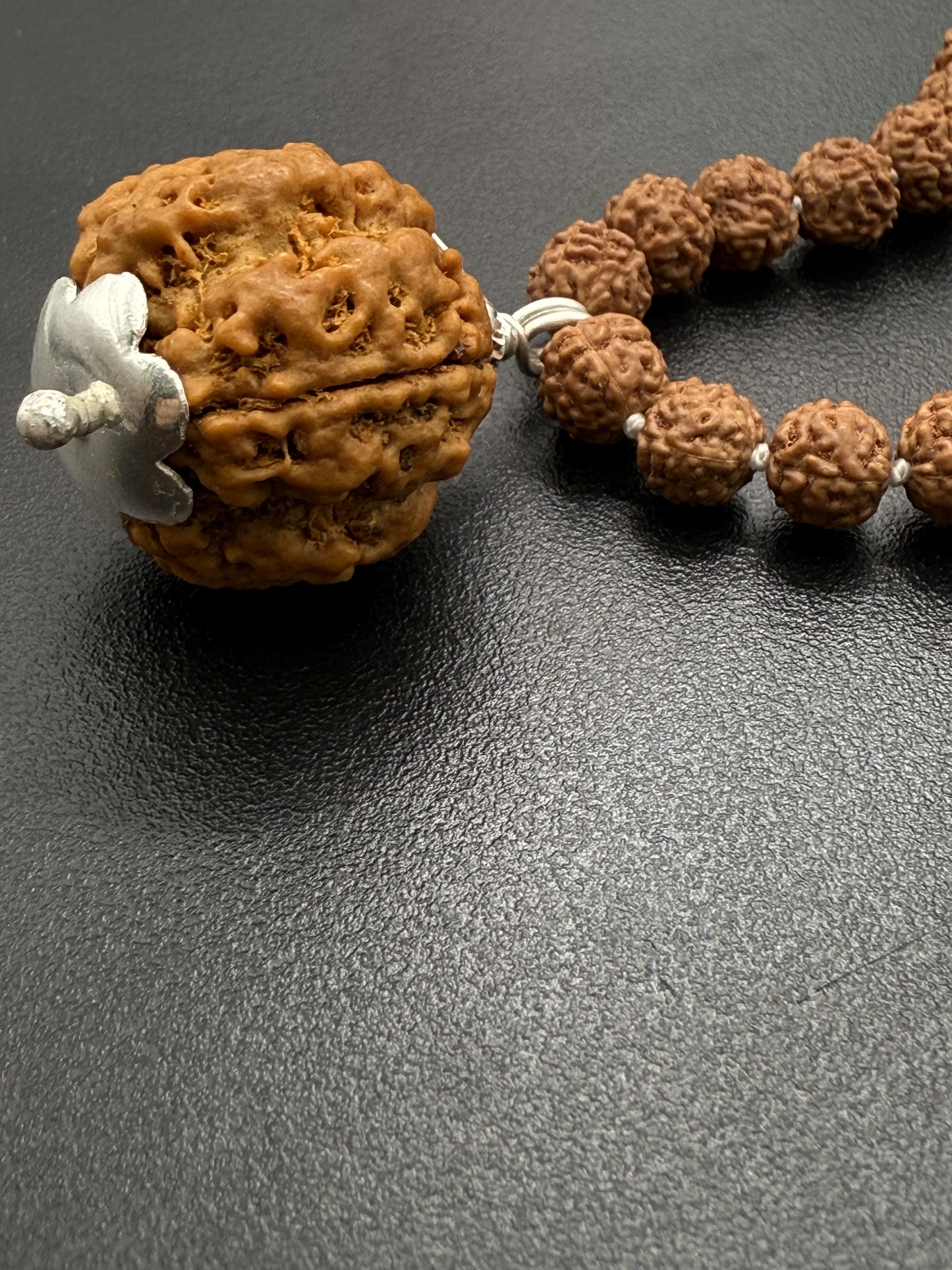 5 Mukhi Rudraksha Mala (108 beads) + Head Bead of 4 Mukhi Nepal Origin Natural Rudraksha