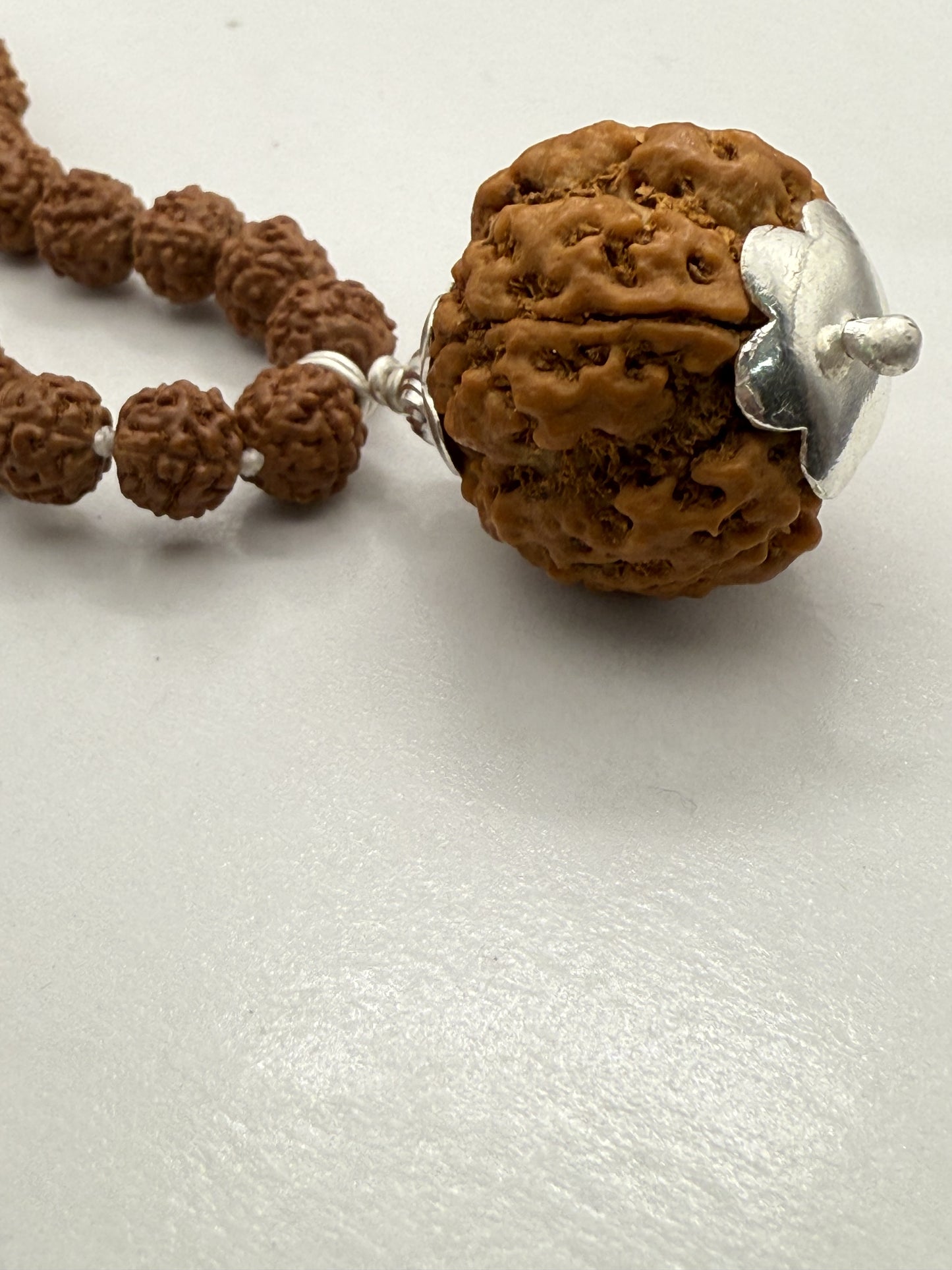 5 Mukhi Rudraksha Mala (108 beads) + Head Bead of 4 Mukhi Nepal Origin Natural Rudraksha