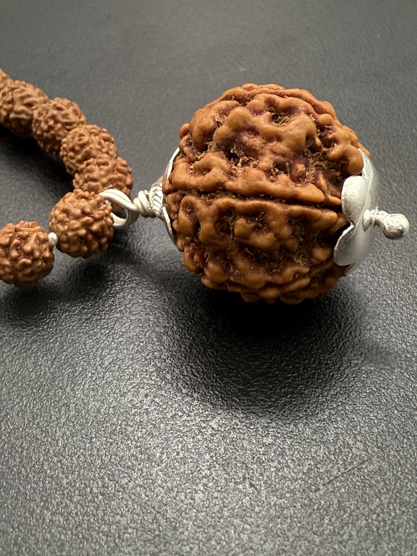5 Mukhi Rudraksha Mala (108 beads) + Head Bead of 6 Mukhi Nepal Origin Natural Rudraksha